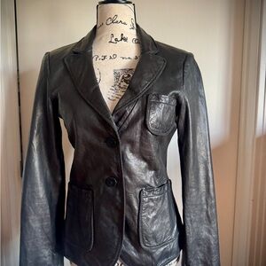 Emporio Armani Black Leather Blazer